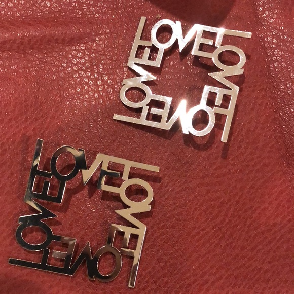 Large LOVE Earrings for SALE - Color: Silver - Picture 3 of 3